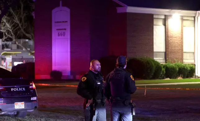 Police respond to a fatal shooting in a parking lot of The Church of Jesus Christ of Latter-day Saints in Salt Lake City on Wednesday, Jan. 7, 2025. (Laura Seitz/The Deseret News via AP)