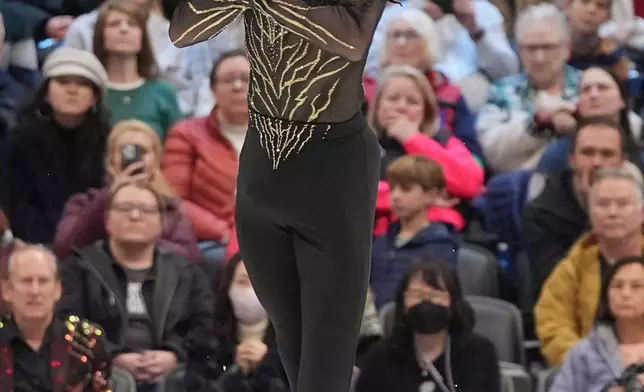 Ilia Malinin competes during the men's free skate competition at the U.S. Figure Skating Championships, Saturday, Jan. 10, 2026, in St. Louis. (AP Photo/Stephanie Scarbrough)