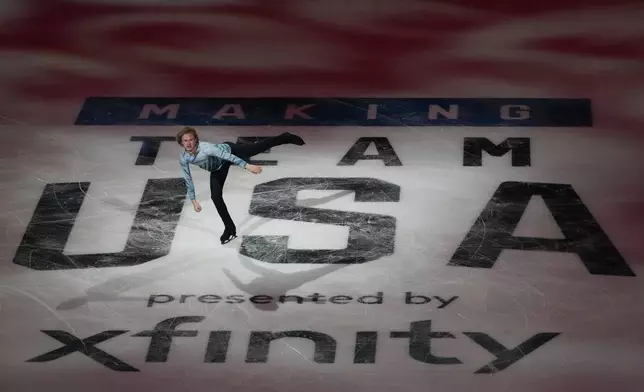 Ilia Malinin skates during the "Making Team USA" performance at the U.S. Figure Skating Championships, Sunday, Jan. 11, 2026, in St. Louis. (AP Photo/Jeff Roberson)