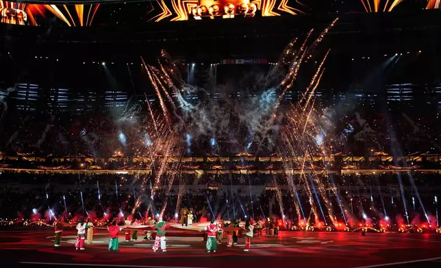 A general view of the closing ceremony ahead of the Africa Cup of Nations final soccer match between Senegal and Morocco, in Rabat, Morocco, Sunday, Jan. 18, 2026. (AP Photo/Mosa'ab Elshamy)