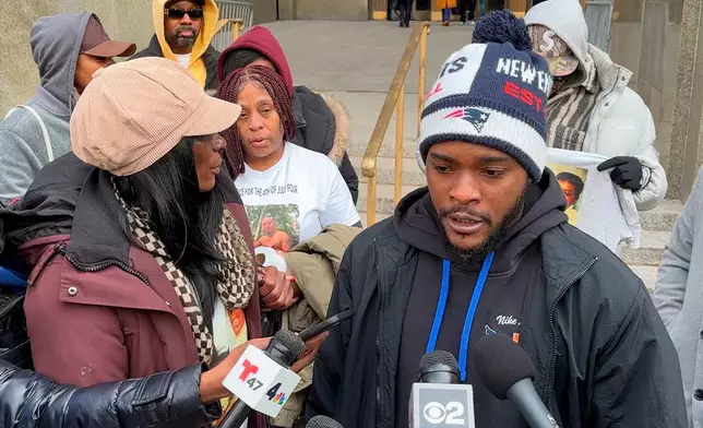 Diamond Pinkney speaks to reporters, Friday, Jan. 16, 2026 in New York, after the sentencing of Daniel Hyden, a drunk driver who killed four people, including her best friend, when he plowed his pickup truck into a crowd at a New York City park on July 4, 2024. (AP Photo/Michael R. Sisak)