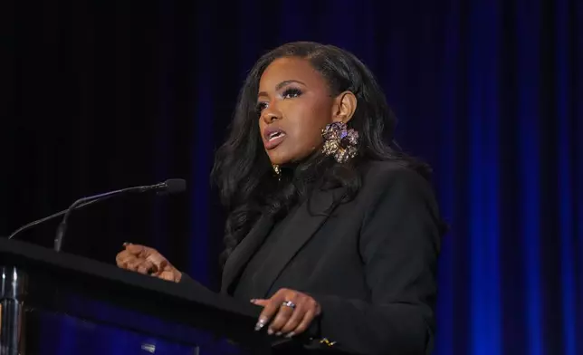 Primary candidate for U.S. Senate, Rep. Jasmine Crockett, D-Texas, participates in a debate with Texas state Rep. James Talarico, D-Austin, during the Texas AFL-CIO Committee on Political Education Convention, Saturday, Jan. 24, 2026, in Georgetown, Texas. (Bob Daemmrich/Texas Tribune via AP, Pool)