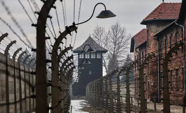 The Auschwitz Nazi death camp is pictured prior to a ceremony marking the 81th anniversary of the camp's liberation in Oswiecim, Poland, Tuesday, Jan. 27, 2026. (AP Photo/Beata Zawrzel)