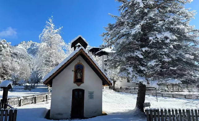 The Runcac chapel is seen in San Vigilio di Marebbe, northern Italy, Monday, Jan. 26, 2026. (AP Photo/Nicole Winfield)