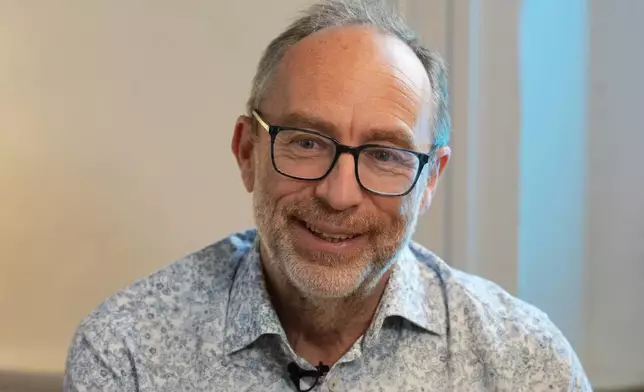Jimmy Wales, founder of Wikipedia, speaks during an interview with The Associated Press on the occasion of Wikipedia's 25th anniversary in London, Monday, Jan. 12, 2026. (AP Photo/Frank Augstein)