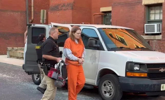 In this image from video, Jack LaSota, also known as Ziz, who is at the center of a cultlike group known as Zizians and linked to several deaths across the U.S., is escorted into court for a pretrial hearing on trespassing, gun and drug charges in Cumberland, Md., Friday, Jan. 16, 2026. (AP Photo/Mark Scolforo)