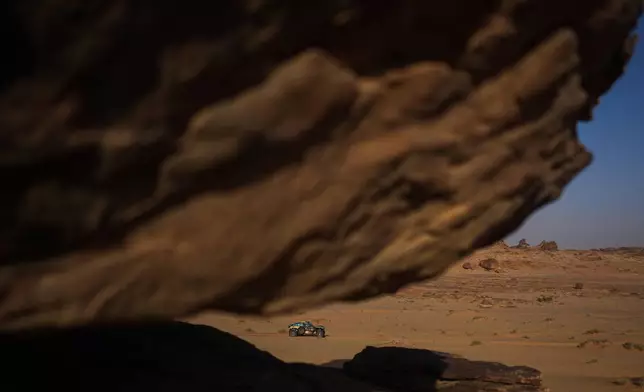 Driver Christian Lavieille and co-driver Valentin Sarreaud compete during the fifth stage of the Dakar Rally between Alula and Hail, Saudi Arabia, Thursday, Jan. 8, 2026. (AP Photo/Thibault Camus)