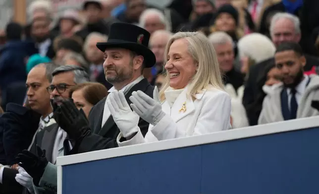 Virginia Gov. Abigail Spanberger participates in inaugural ceremonies at the Capitol in Richmond Va., Saturday Jan. 17, 2026. (AP Photo/Pool/Steve Helber)