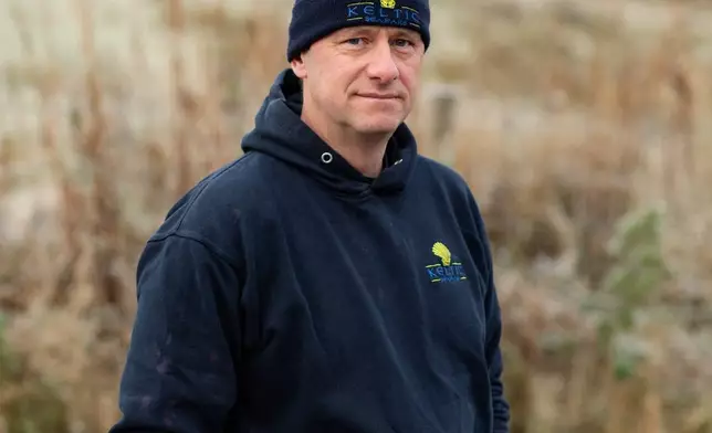 Alasdair Hughson, owner of Keltic Seafare, a company that process sustainably caught prawns, lobsters and scallops, stands for a portrait on Nov. 21, 2025, in Dingwall, Scotland. (AP Photo/Emily Whitney)