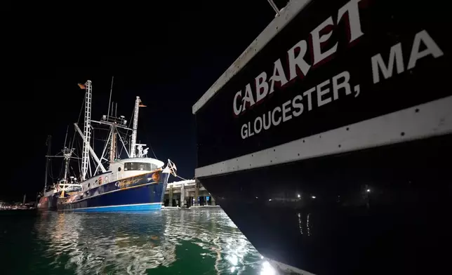 Offshore fishing vessels are docked near the State Fish Pier in Gloucester, Mass., where one of the community's fishing boats went missing off the coast of Massachusetts with multiple people on board, Friday, Jan. 30, 2026. (AP Photo/Robert F. Bukaty)