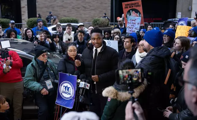 Chi Ossé, New York City Council member, speaks during a news conference outside Greater New York Federal Building, Tuesday, Jan. 13, 2026, in New York. (AP Photo/Yuki Iwamura)