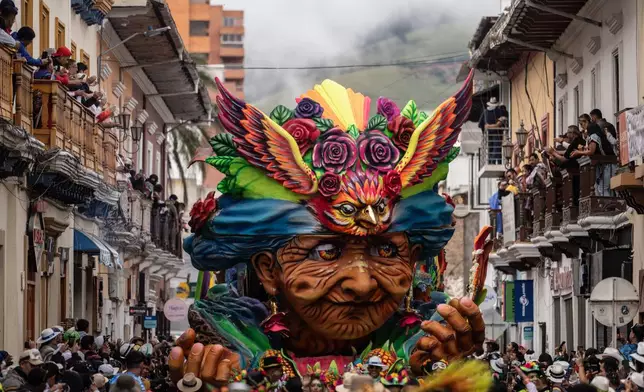 Revelers take part in the Black and White Carnival, recognized by UNESCO as Intangible Cultural Heritage, in Pasto, Colombia, Tuesday, Jan. 6, 2026. (AP Photo/Ivan Valencia)