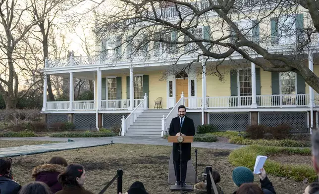 New York Mayor Zohran Mamdani speaks during a news conference at Gracie Mansion, Monday, Jan. 12, 2026, in New York. (AP Photo/Yuki Iwamura)