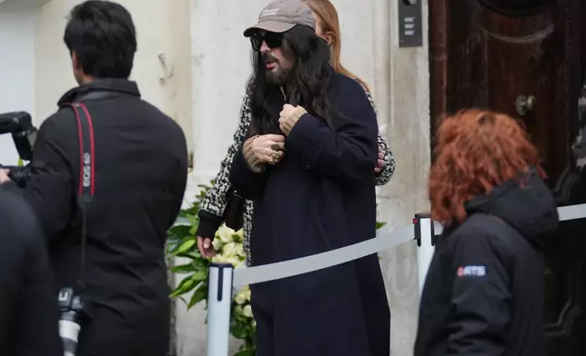 Alessandro Michele, creative director of Valentino fashion house, arrives to pay respect to fashion designer Valentino Garavani, lying in state at the Valentino Garavani and Giancarlo Giammetti foundation headquarters in central Rome, Wednesday Jan. 21, 2026. (AP Photo/Andrew Medichini)
