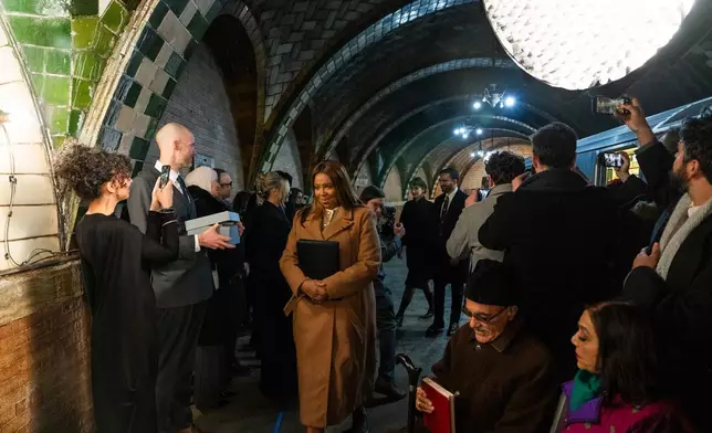 Attorney General Letitia James, center, arrives for Mayor-elect Zohran Mamdani's swearing-in ceremony, Wednesday, Dec. 31, 2025, in New York. (Amir Hamja/The New York Times via AP, Pool)