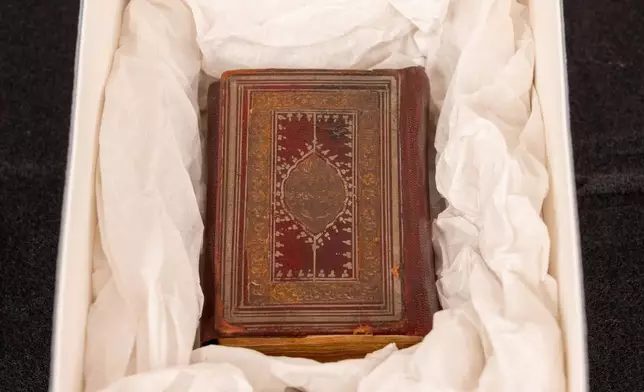 This photo provided by The New York Public Library shows the Schomburg Quran on Dec. 16, 2025 in New York. (Jonathan Blanc/The New York Public Library via AP)
