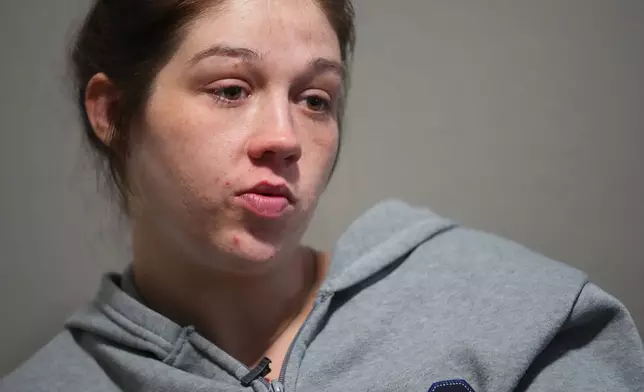Cheyenne Hangaman speaks to The Associated Press about the death of her three sons who drowned in a frozen pond Tuesday, Jan. 27, 2026, in Bonham, Texas. (AP Photo/Julio Cortez)