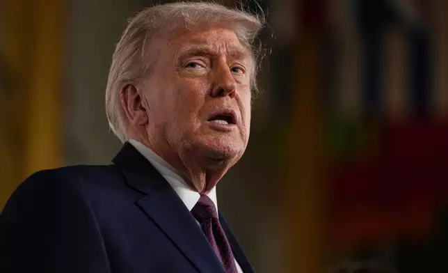 President Donald Trump arrives for the premiere of first lady Melania Trump's movie "Melania" at The John F. Kennedy Memorial Center For The Performing Arts, Thursday, Jan. 29, 2026, in Washington. (AP Photo/Allison Robbert)