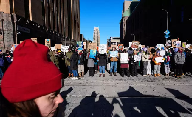EDS NOTE: OBSCENITY - People gather during a protest Friday, Jan. 30, 2026, in Minneapolis. (AP Photo/Alex Brandon)