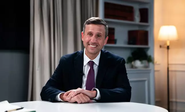 Democratic National Committee chair Ken Martin poses for a photo during an interview with The Associated Press at DNC headquarters, Monday, Jan. 12, 2026, in Washington. (AP Photo/Allison Robbert)