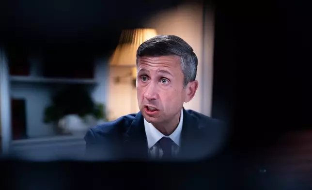 Democratic National Committee chair Ken Martin speaks during an interview with The Associated Press at DNC headquarters, Monday, Jan. 12, 2026, in Washington. (AP Photo/Allison Robbert)