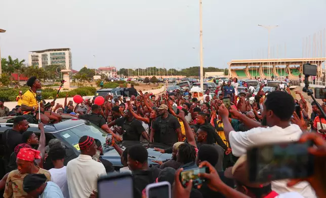 American YouTuber and online streamer Darren Jason Watkins Jr., known as IShowSpeed, meets fans at Independence Square in Accra, Ghana, during his Africa tour, Monday, Jan. 26, 2026. (AP Photo/Tsraha Yaw)