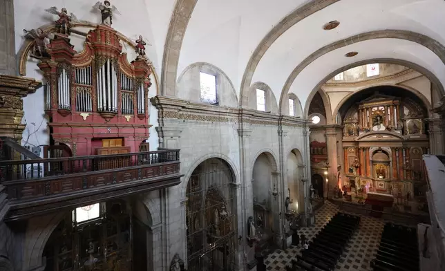 The interior of the Santo Domingo temple in Mexico City, Tuesday, Jan. 27, 2026. (AP Photo/Ginnette Riquelme)