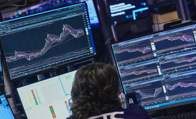 Specialist Michael Pistillo works at his post on the floor of the New York Stock Exchange, Friday, Jan. 2, 2026. (AP Photo/Richard Drew)