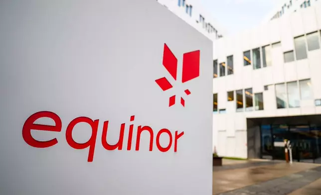 FILE - A sign for the company Equinor is displayed on Oct. 28, 2020, in Fornebu, Norway. (Håkon Mosvold Larsen/NTB Scanpix via AP, File)