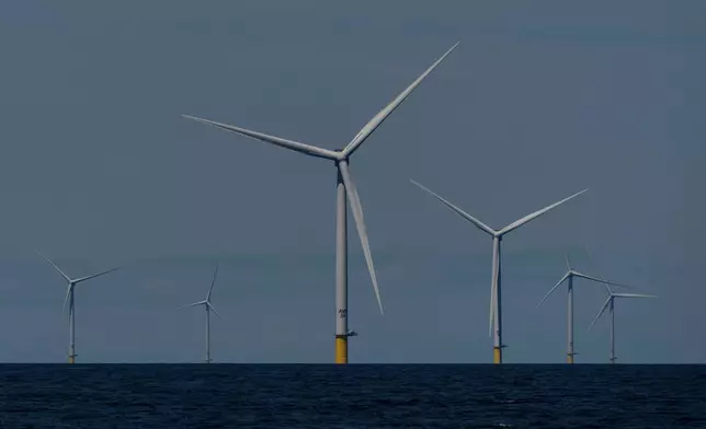 FILE - Wind turbines operate at Vineyard Wind 1 offshore wind farm off the coast of Massachusetts, July 19, 2025. (AP Photo/Carolyn Kaster, File)