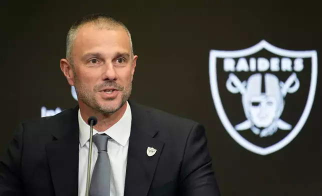 FILE - Las Vegas Raiders general manager John Spytek speaks at a news conference Jan. 27, 2025, in Henderson, Nev. (AP Photo/John Locher, File)