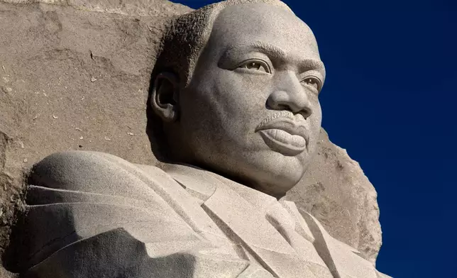 FILE - The Martin Luther King, Jr. Memorial during the 9th Annual Wreath Laying and Day of Reflection and Reconciliation, in Washington, Monday, Jan. 20, 2020. (AP Photo/Jose Luis Magana, File)