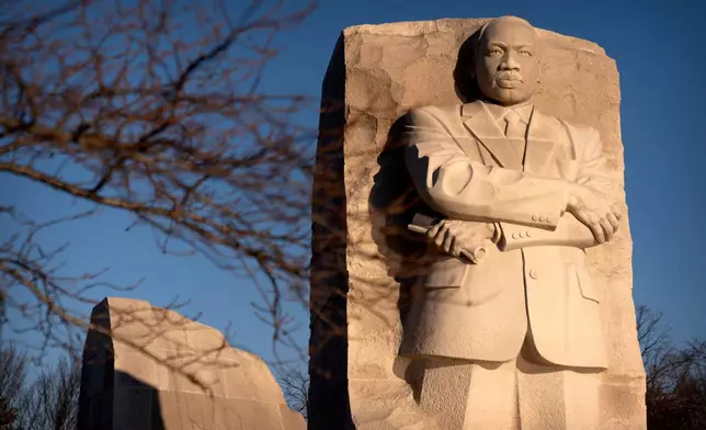 The Martin Luther King Jr. Memorial is photographed Monday, Jan. 19, 2026, in Washington. (AP Photo/Mark Schiefelbein)