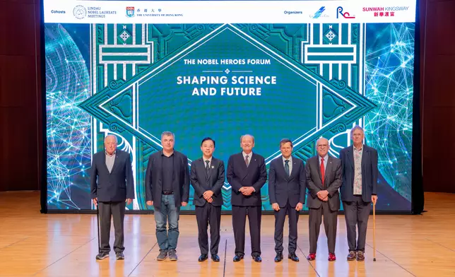 Professor Xiang Zhang and six Nobel Laureates. Photo source: HKU