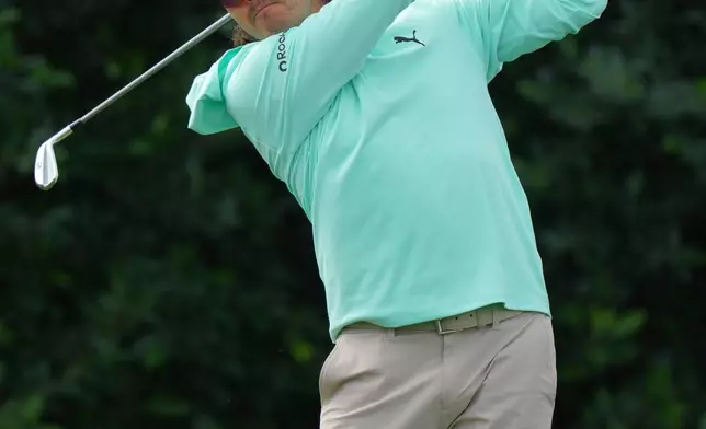 Rickie Fowler hits from the third tee during the first round of the American Express golf event at La Quinta County Club Thursday, Jan. 22, 2026, in La Quinta, Calif. (AP Photo/Ross D. Franklin)