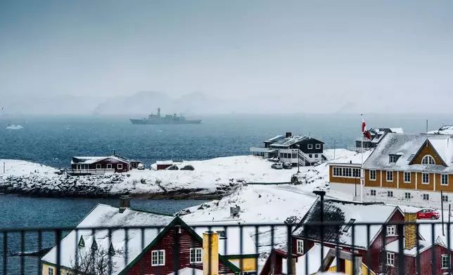 The Danish navy's inspection ship HDMS Vaedderen sails off Nuuk, Greenland, on Sunday, Jan. 18, 2026. (Mads Claus Rasmussen/Ritzau Scanpix via AP)