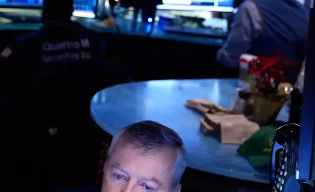 James Lamb works on the floor at the New York Stock Exchange in New York, Friday, Jan. 9, 2026. (AP Photo/Seth Wenig)