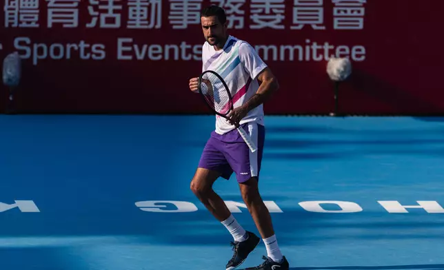 Marin Cilic breezed past fellow 37-year-old Adrian Mannarino 6-3,6-2 in the first round of the Bank of China Hong Kong Tennis Open 2026. (Photo by Mike Frey / HKCTA)