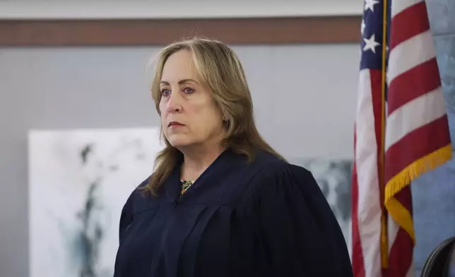Judge Jessica Peterson presides of the trial of Nathan Chasing Horse on charges of sexually abusing Indigenous women and girls Tuesday, Jan. 13, 2026, in Las Vegas. (AP Photo/Ty ONeil)