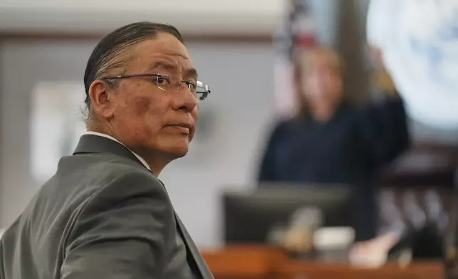 Nathan Chasing Horse appears for his trial on charges of sexually abusing Indigenous women and girls Tuesday, Jan. 13, 2026, in Las Vegas. (AP Photo/Ty ONeil)