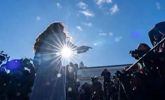 Homeland Security Secretary Kristi Noem speaks with reporters at the White House, Thursday, Jan. 15, 2026, in Washington. (AP Photo/Alex Brandon)