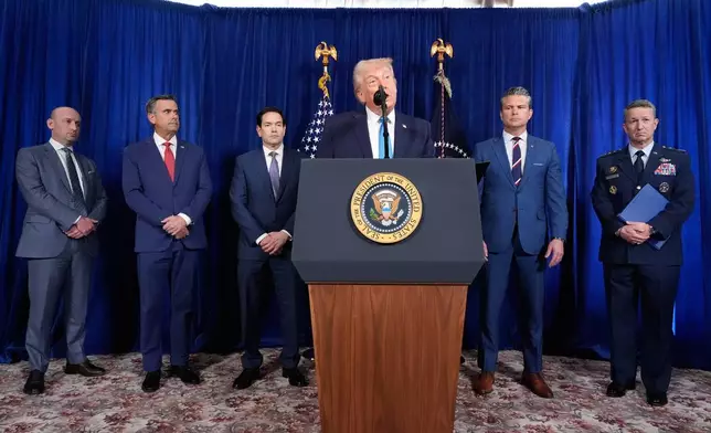 President Donald Trump speaks at his Mar-a-Lago club, Saturday, Jan. 3, 2026, in Palm Beach, Fla. (AP Photo/Alex Brandon)