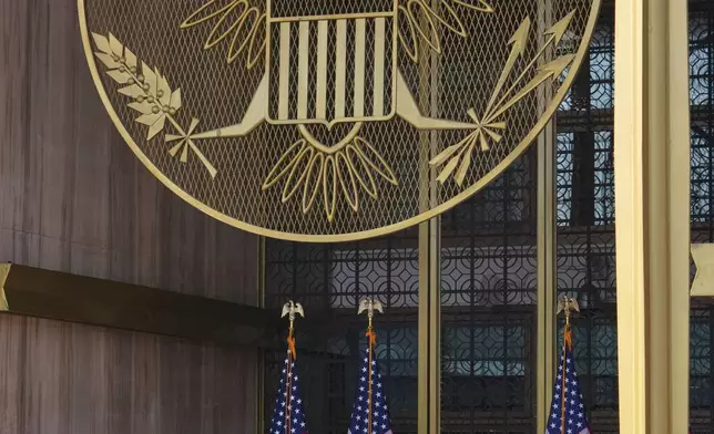 U.S. Ambassador-designate to India Sergio Gor speaks to embassy officials and media upon his arrival at the embassy in New Delhi, India, Monday, Jan. 12, 2026. (AP Photo/Manish Swarup)