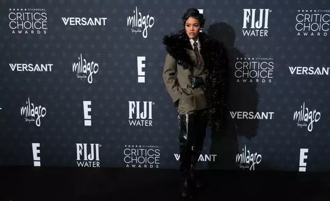 Teyana Taylor arrives at the 31st Annual Critics Choice Awards on Sunday, Jan. 4, 2026, at The Barker Hanger in Santa Monica, Calif. (Photo by Jordan Strauss/Invision/AP)