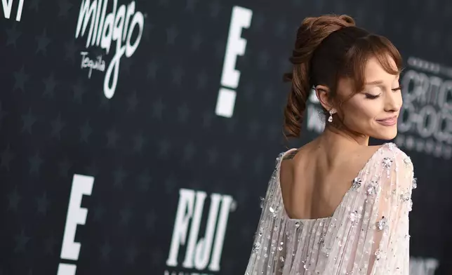 Ariana Grande arrives at the 31st Annual Critics Choice Awards on Sunday, Jan. 4, 2026, at The Barker Hanger in Santa Monica, Calif. (Photo by Richard Shotwell/Invision/AP)