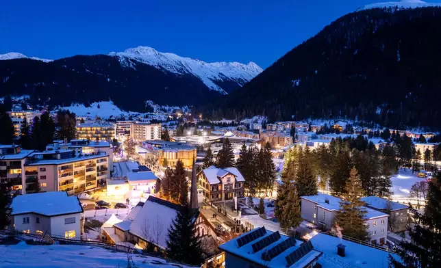 A general view shows the congress center during the 56th annual meeting of the World Economic Forum, WEF, in Davos, Switzerland, on Wednesday Jan. 21, 2026. (Michael Buholzer/Keystone via AP)