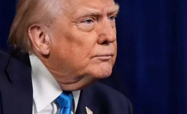 President Donald Trump listens to a question during a news conference at Mar-a-Lago, Saturday, Jan. 3, 2026, in Palm Beach, Fla. (AP Photo/Alex Brandon)