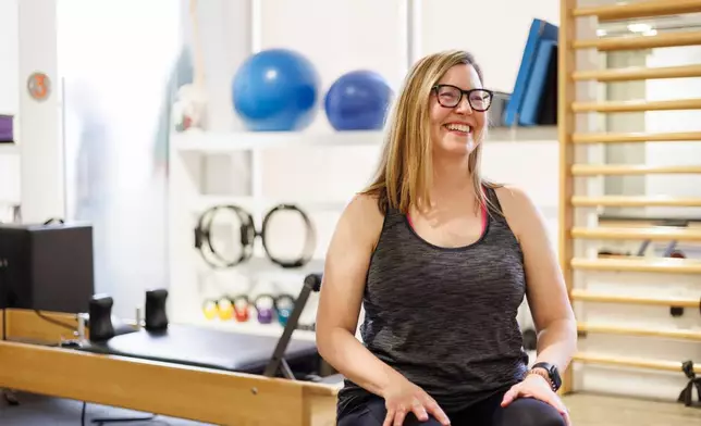 Sarah Baldassaro poses for a portrait at the Center for Orthopedic Rehab and Exercise on Thursday, Jan. 8, 2026, in Washington. (AP Photo/Moriah Ratner)