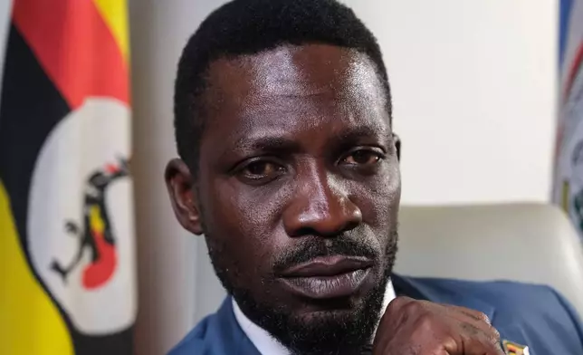 Uganda's leading opposition presidential candidate, Bobi Wine, poses for a photo at the National Unity Platform party office in Kampala, Uganda, Thursday, Jan. 1, 2026. (AP Photo/Hajarah Nalwadda)
