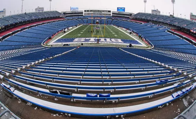 FILE - The Highmark Stadium before an NFL football game between the Buffalo Bills and the Cincinnati Bengals, in Buffalo, Sunday, Dec. 7, 2025. (AP Photo/Gene J. Puskar, File)